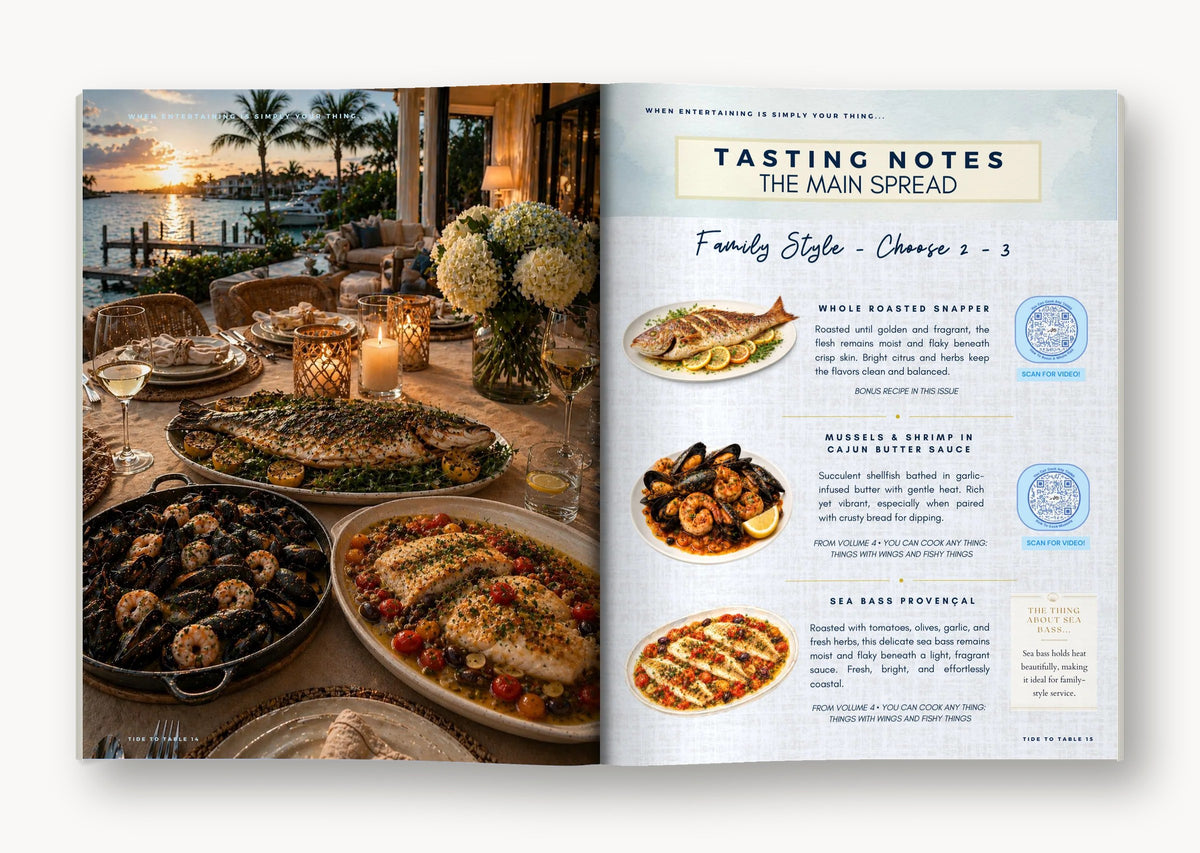 Tide to Table open to the Tasting Notes main spread pages